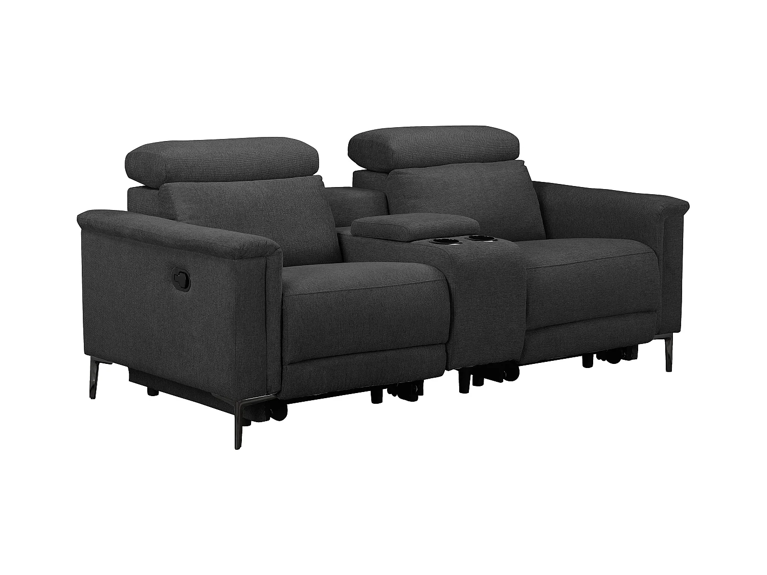 Lund | Dubbele relaxfauteuil met handmatige functie in stof antraciet