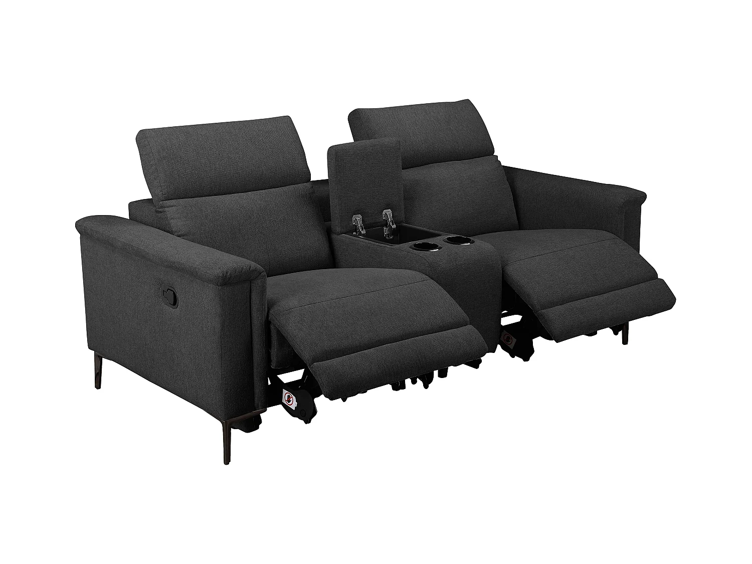 Lund | Dubbele relaxfauteuil met handmatige functie in stof antraciet