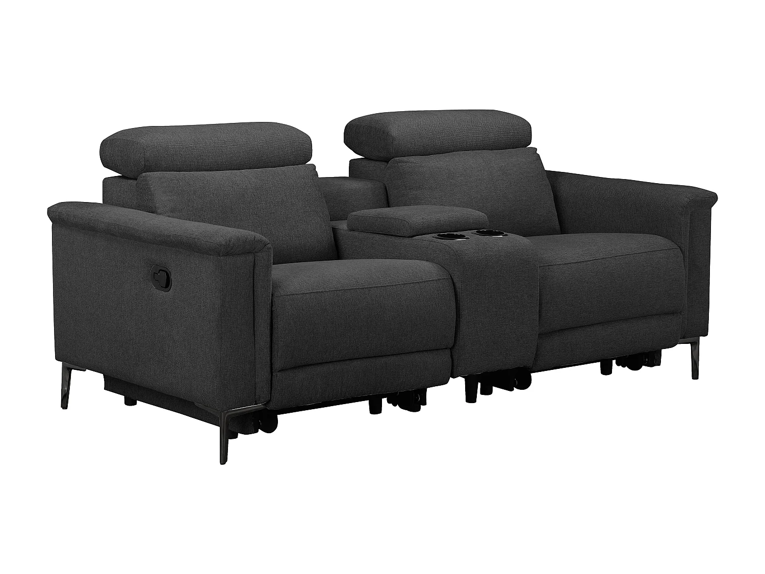 Lund | Fauteuil inclinable double avec fonction manuelle en tissu anthracite