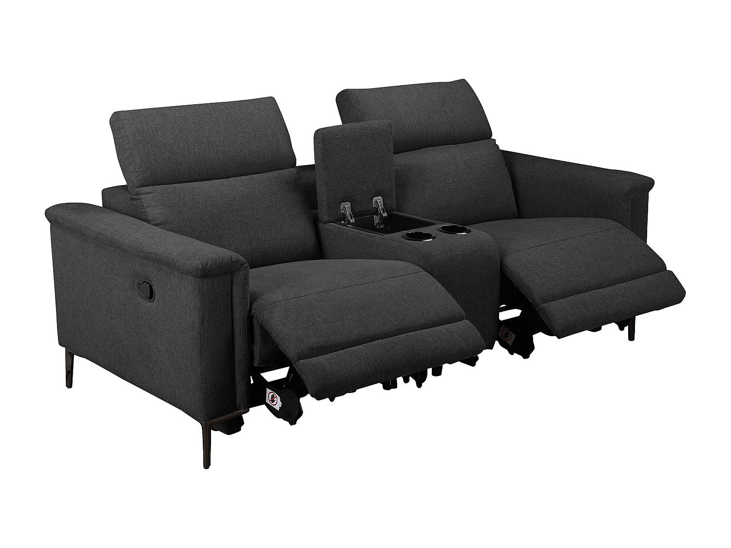 Lund | Fauteuil inclinable double avec fonction manuelle en tissu anthracite