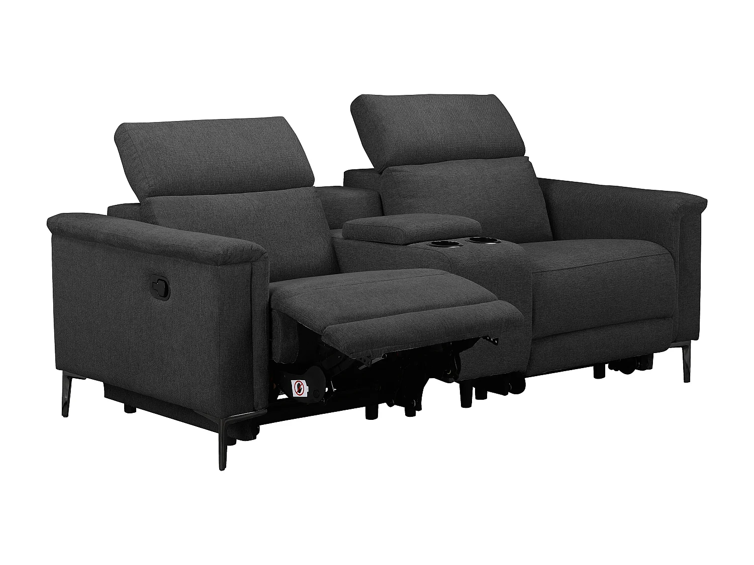 Lund | Fauteuil inclinable double avec fonction manuelle en tissu anthracite