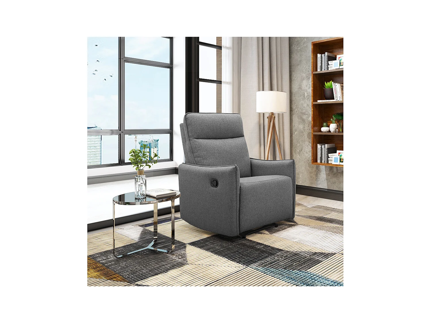 Lugo | Relaxfauteuil met handmatige functie in stof antraciet