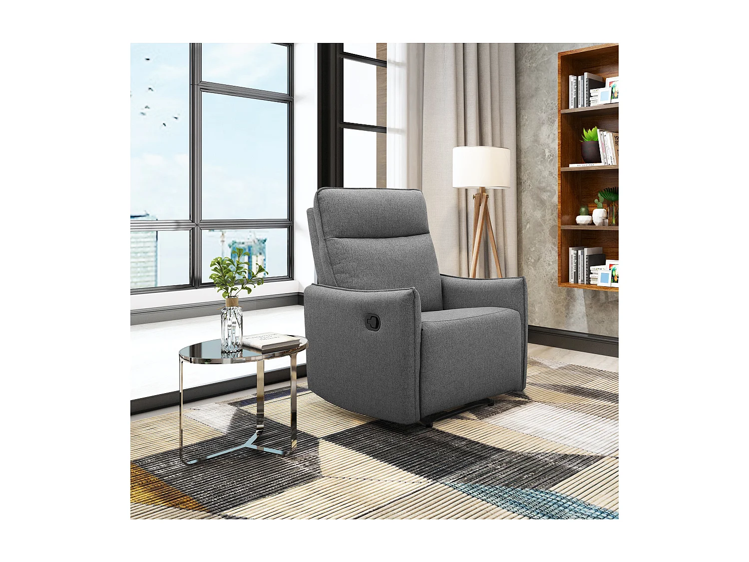 Lugo | Relaxfauteuil met handmatige functie in stof antraciet
