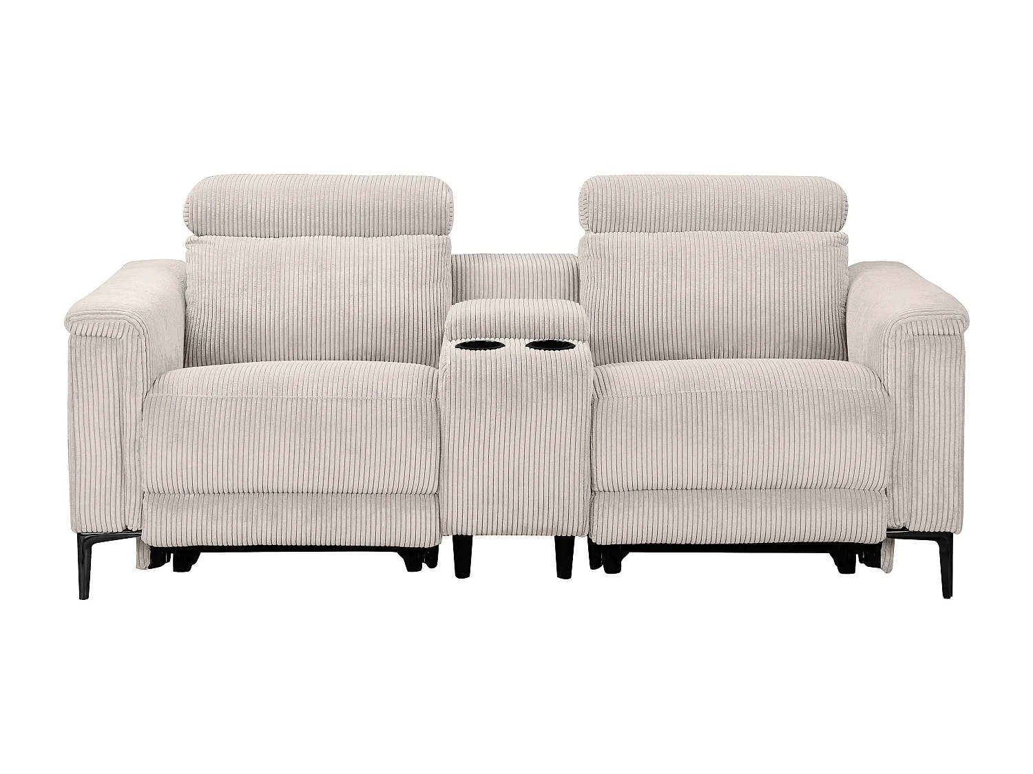 Lund | Fauteuil inclinable double avec fonction électrique en velours côtelé crème