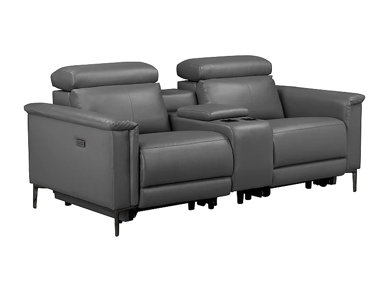 Lund | Dubbele relaxfauteuil met elektrische functie in leder/PU grijs