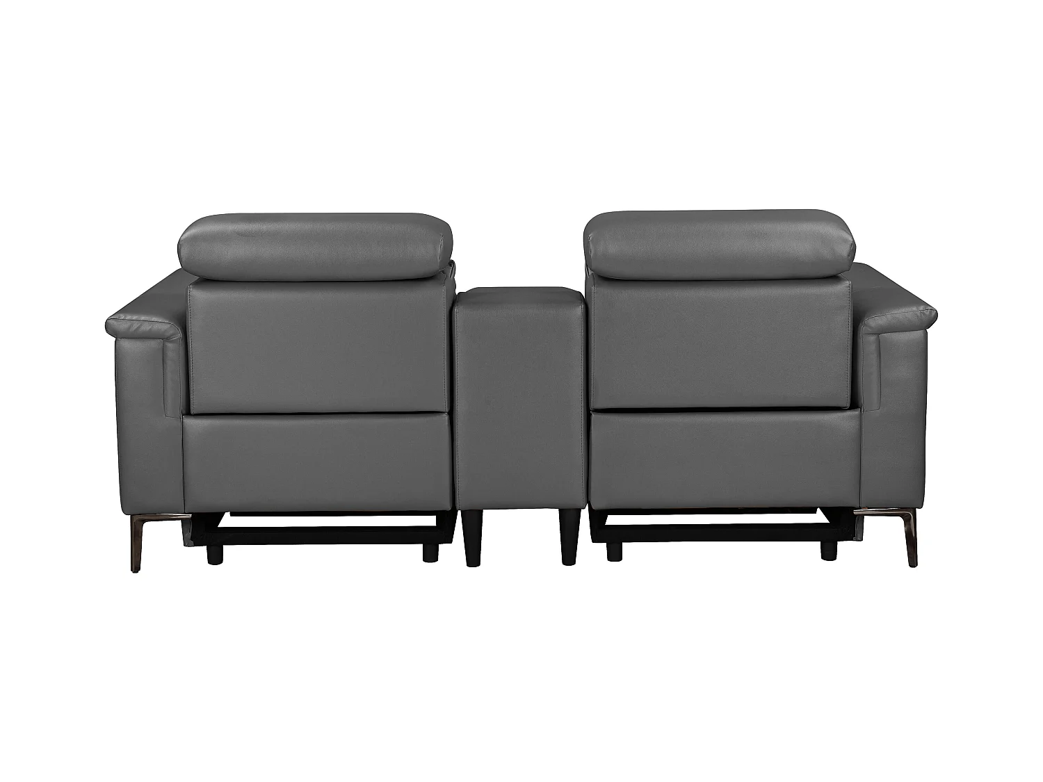 Lund | Dubbele relaxfauteuil met elektrische functie in leder/PU grijs