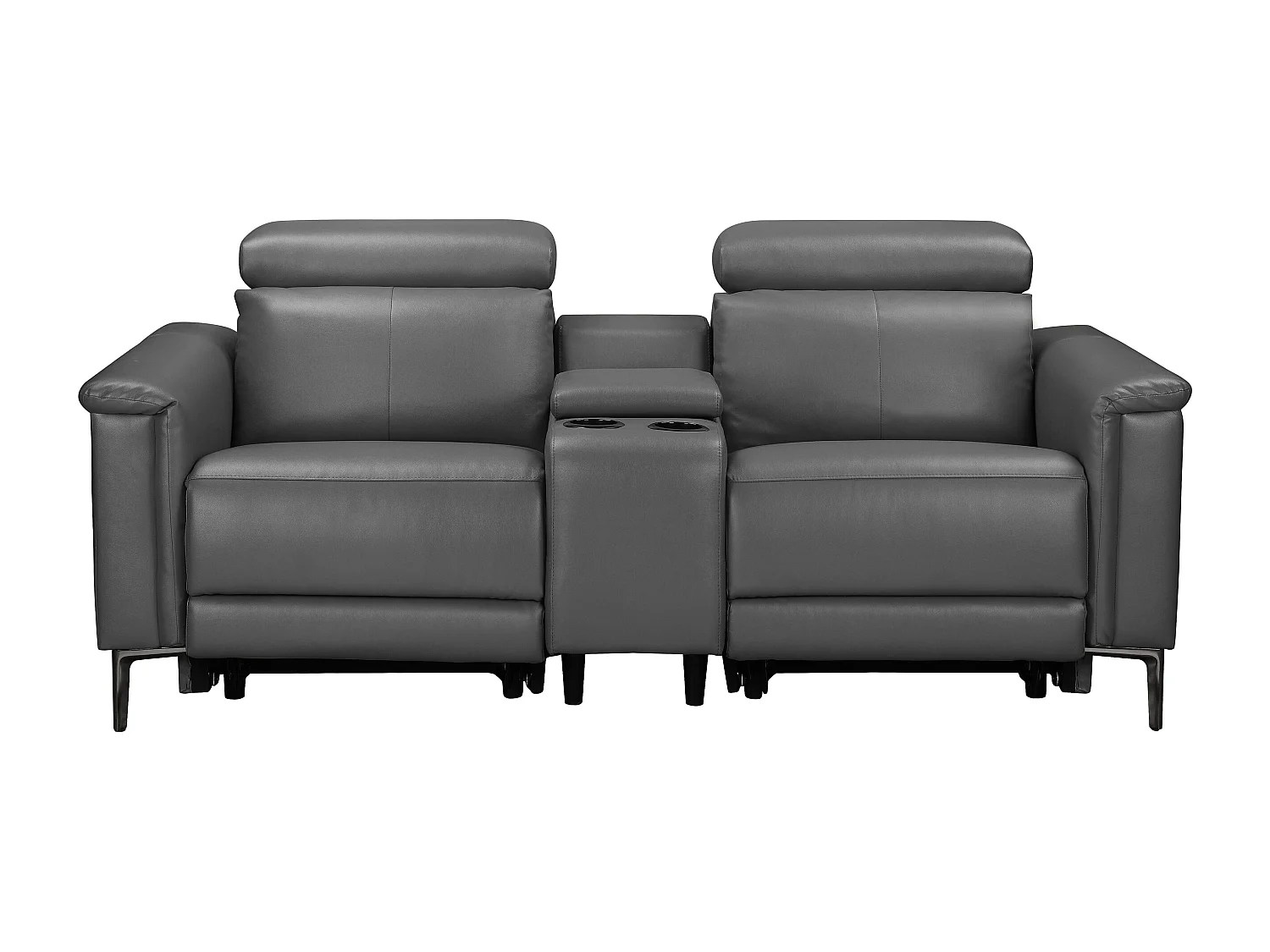 Lund | Dubbele relaxfauteuil met elektrische functie in leder/PU grijs