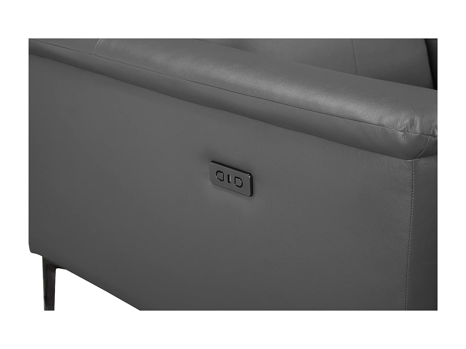 Lund | Fauteuil inclinable double avec fonction électrique en cuir/PU gris