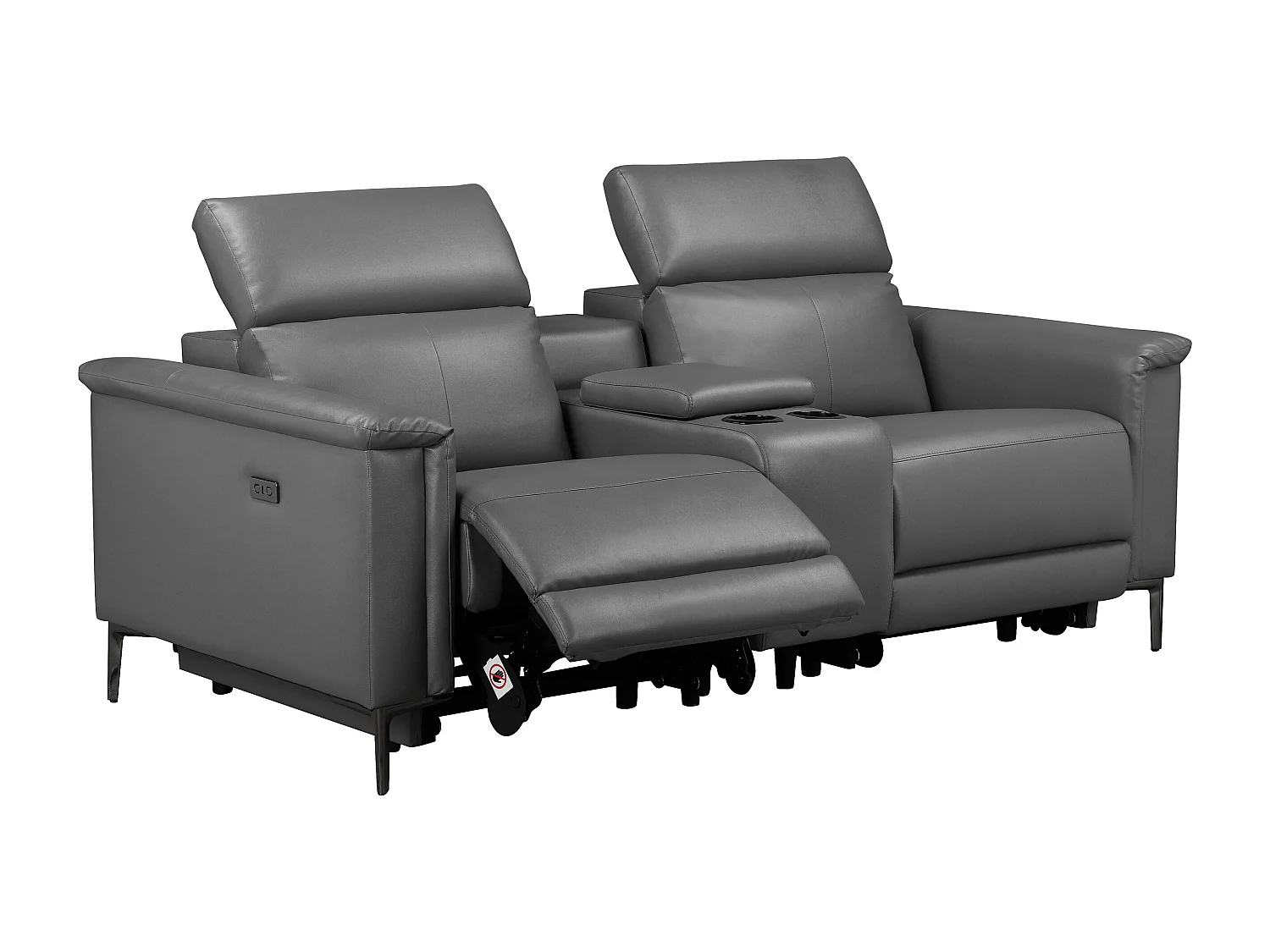 Lund | Fauteuil inclinable double avec fonction électrique en cuir/PU gris