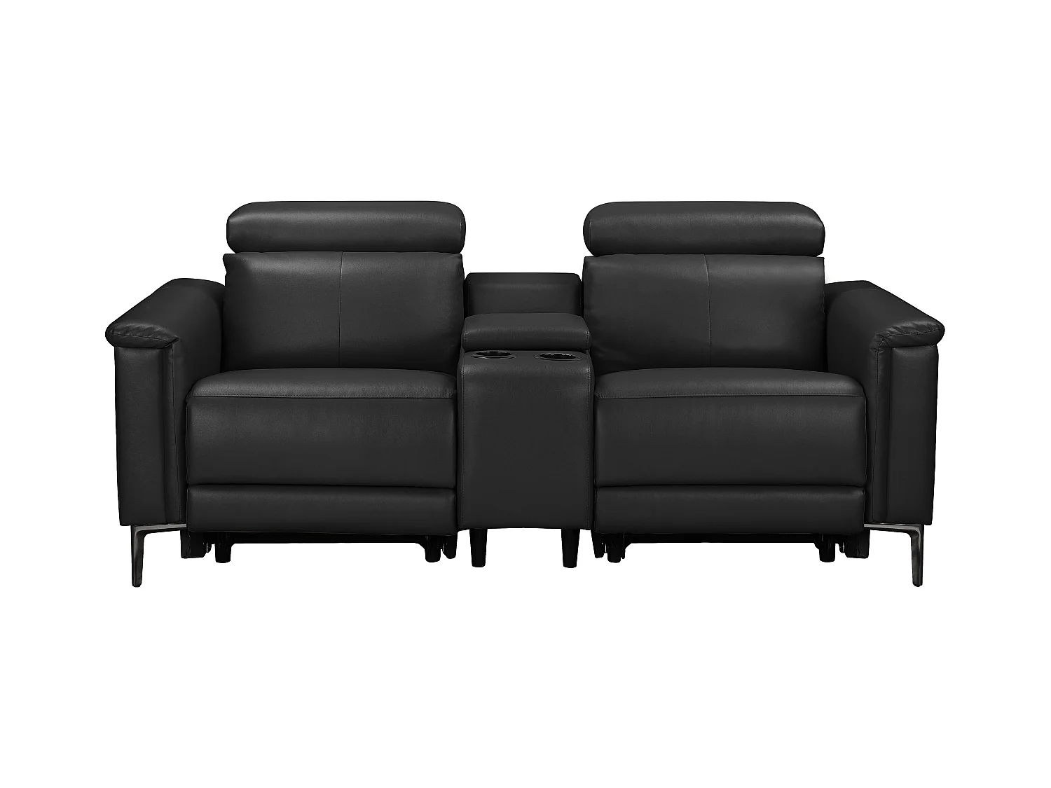 Lund | Dubbele relaxfauteuil met handmatige functie in PU zwart