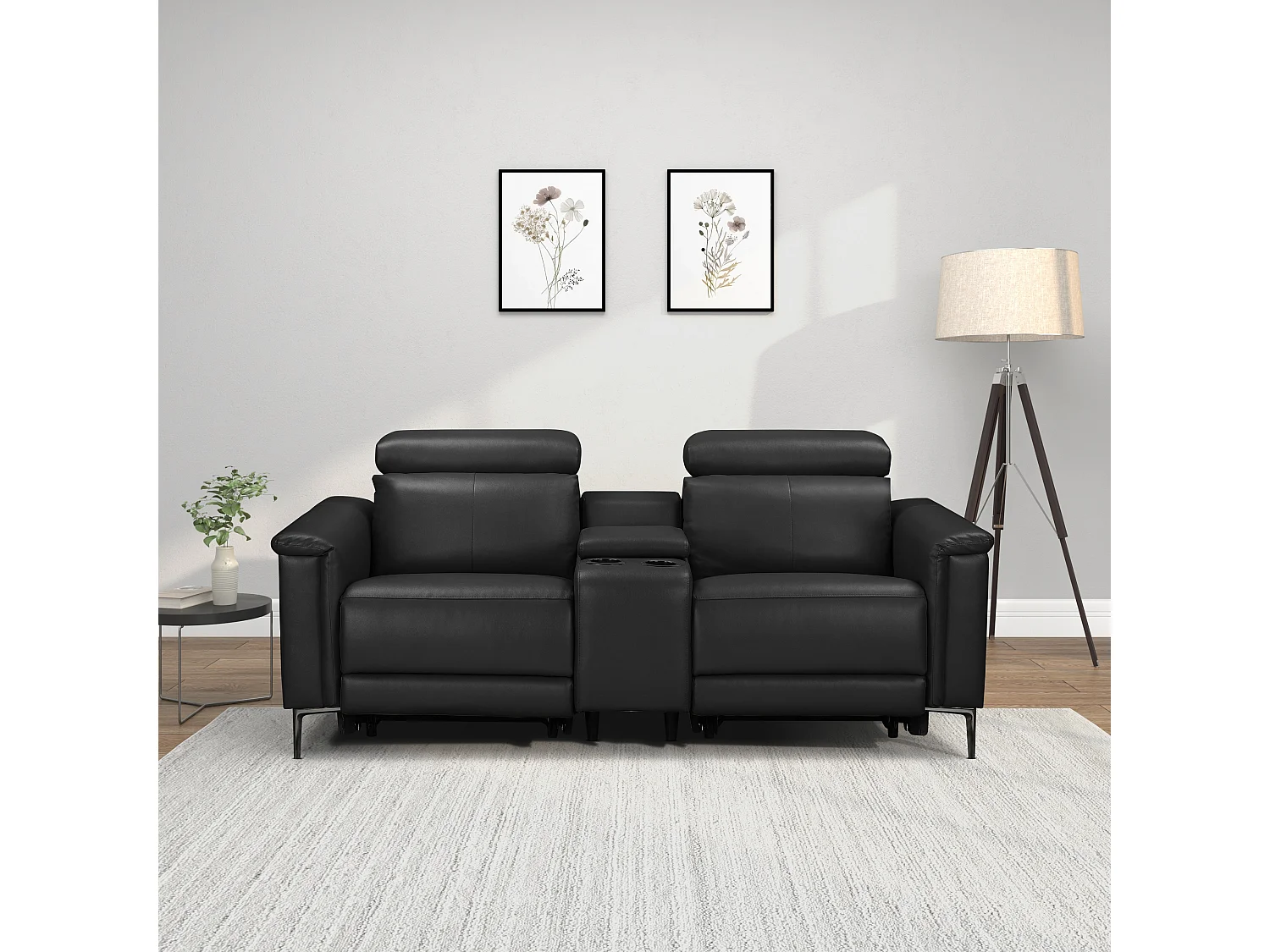 Lund | Fauteuil inclinable double avec fonction manuelle en PU noir