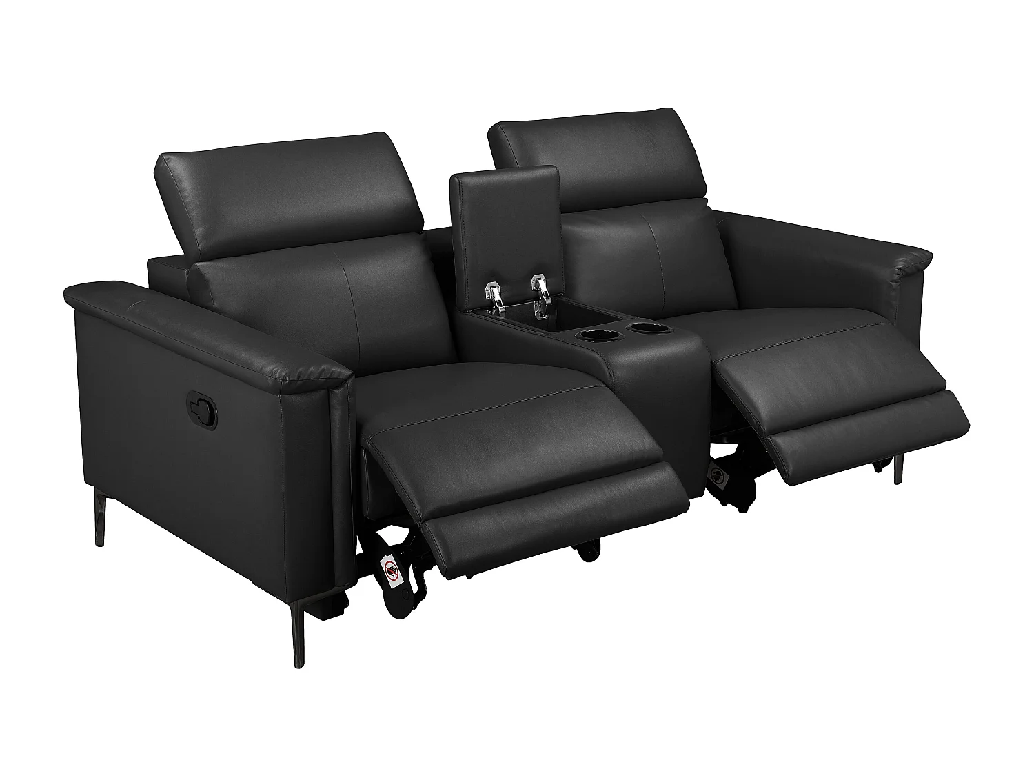 Lund | Fauteuil inclinable double avec fonction manuelle en PU noir