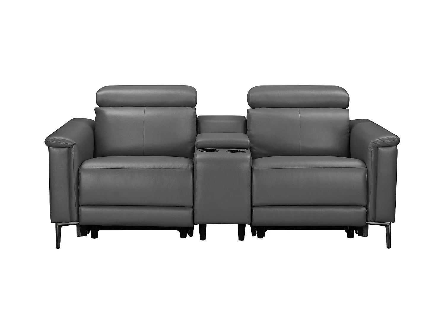 Lund | Dubbele relaxfauteuil met handmatige functie in PU grijs