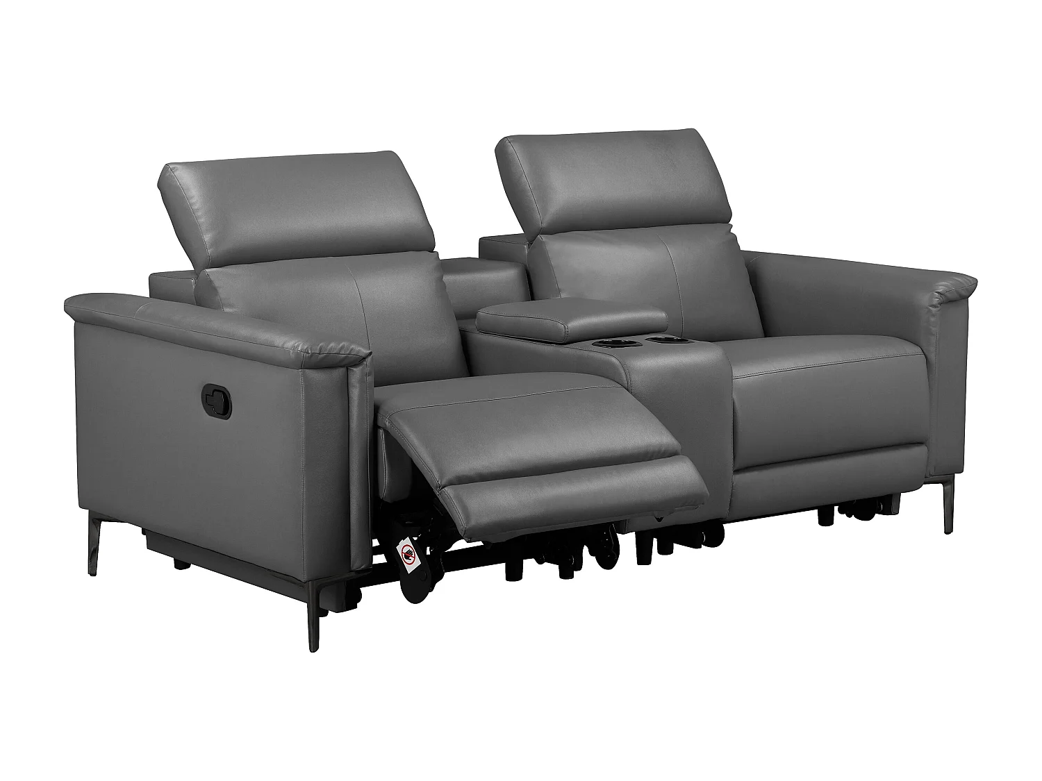 Lund | Fauteuil inclinable double avec fonction manuelle en PU gris