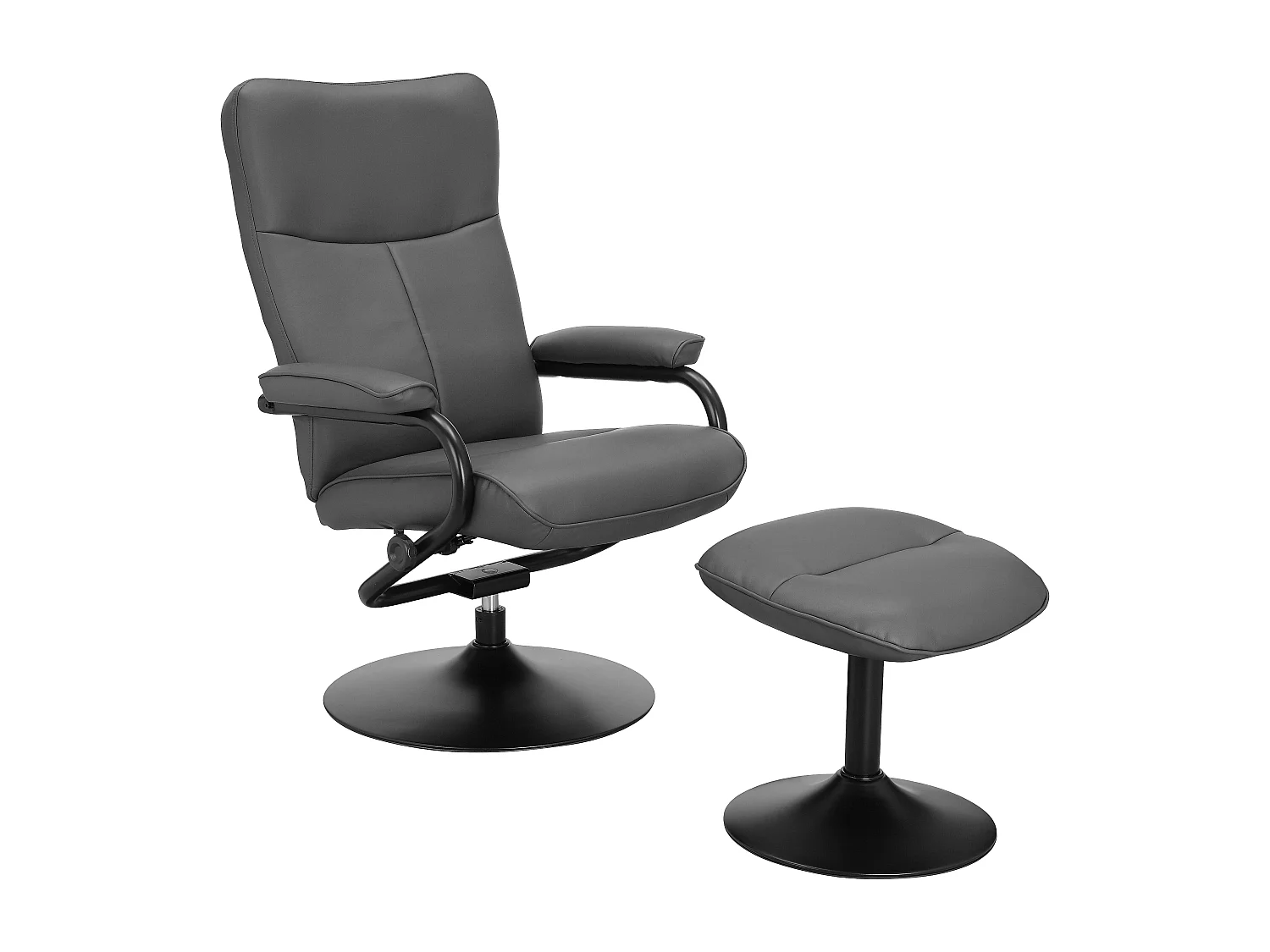 Istad | Fauteuil inclinable+tabouret Gris PU