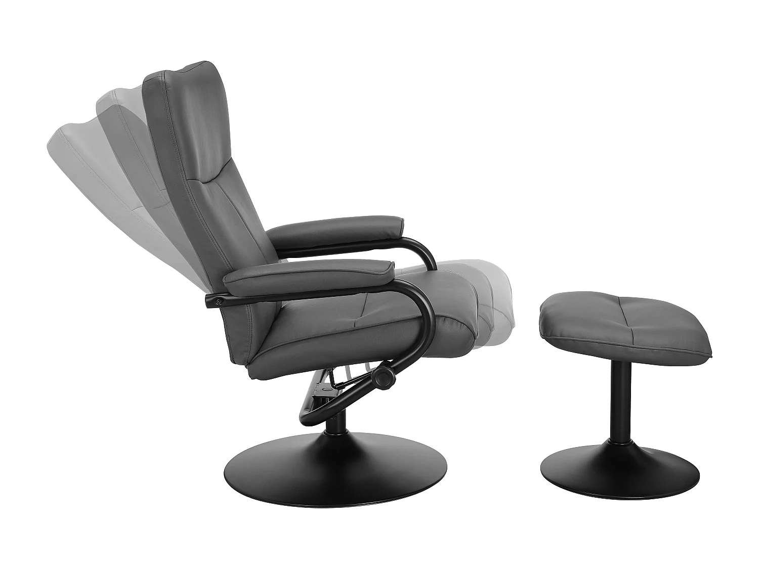 Istad | Fauteuil inclinable+tabouret Gris PU