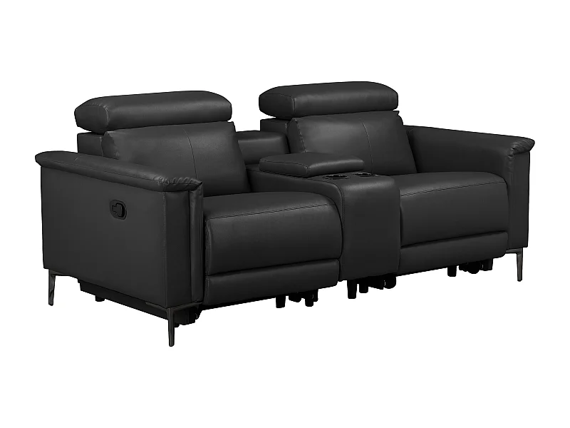 Lund | Dubbele relaxfauteuil met handmatige functie in leer/PU zwart