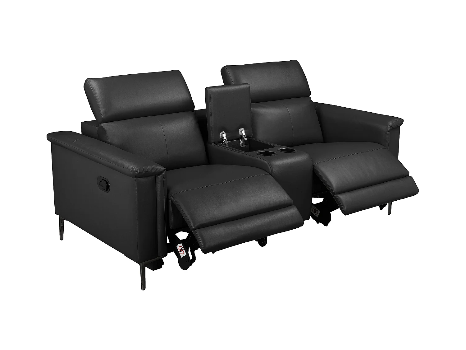 Lund | Dubbele relaxfauteuil met handmatige functie in leer/PU zwart