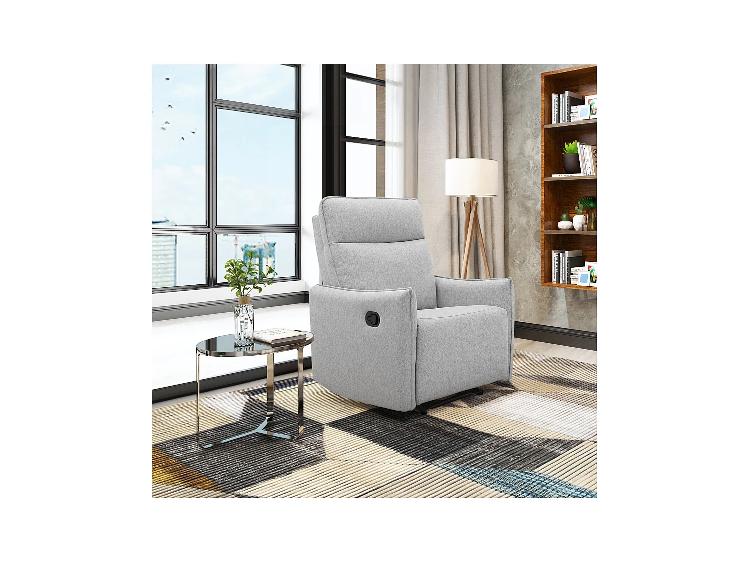 Lugo | Relaxfauteuil met handmatige functie in stof lichtgrijs