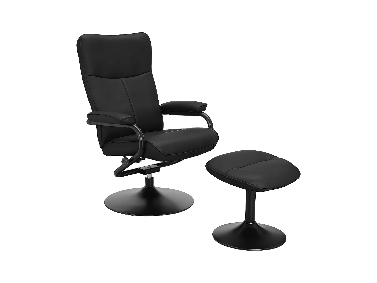 Istad | Relaxfauteuil+Kruk Zwart PU