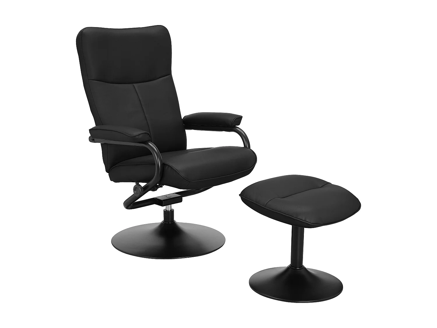 Istad | Poltrona reclinabile+sgabello nero PU