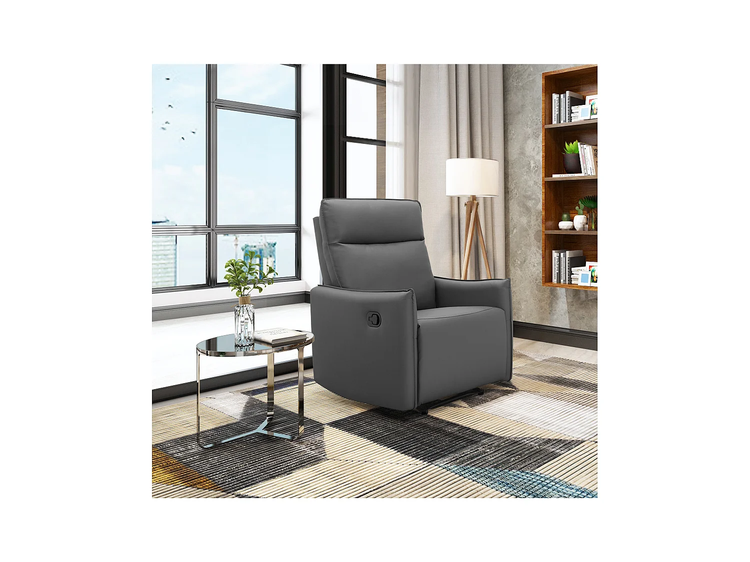Lugo | Relaxfauteuil met handmatige functie in PU grijs