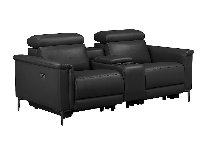 Lund | Dubbele relaxfauteuil met elektrische functie in PU zwart