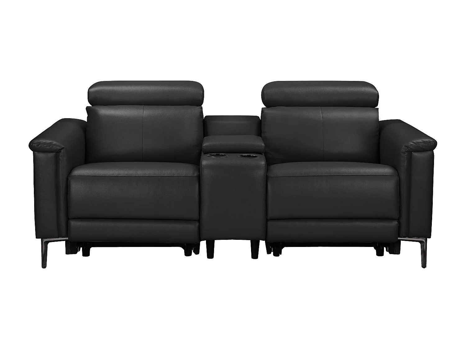 Lund | Fauteuil inclinable double avec fonction électrique en PU noir
