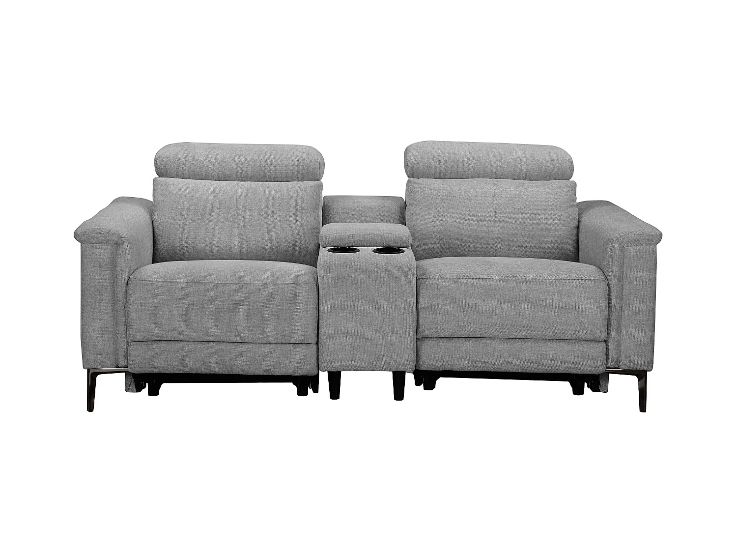 Lund | Dubbele relaxfauteuil met elektrische functie in stof lichtgrijs