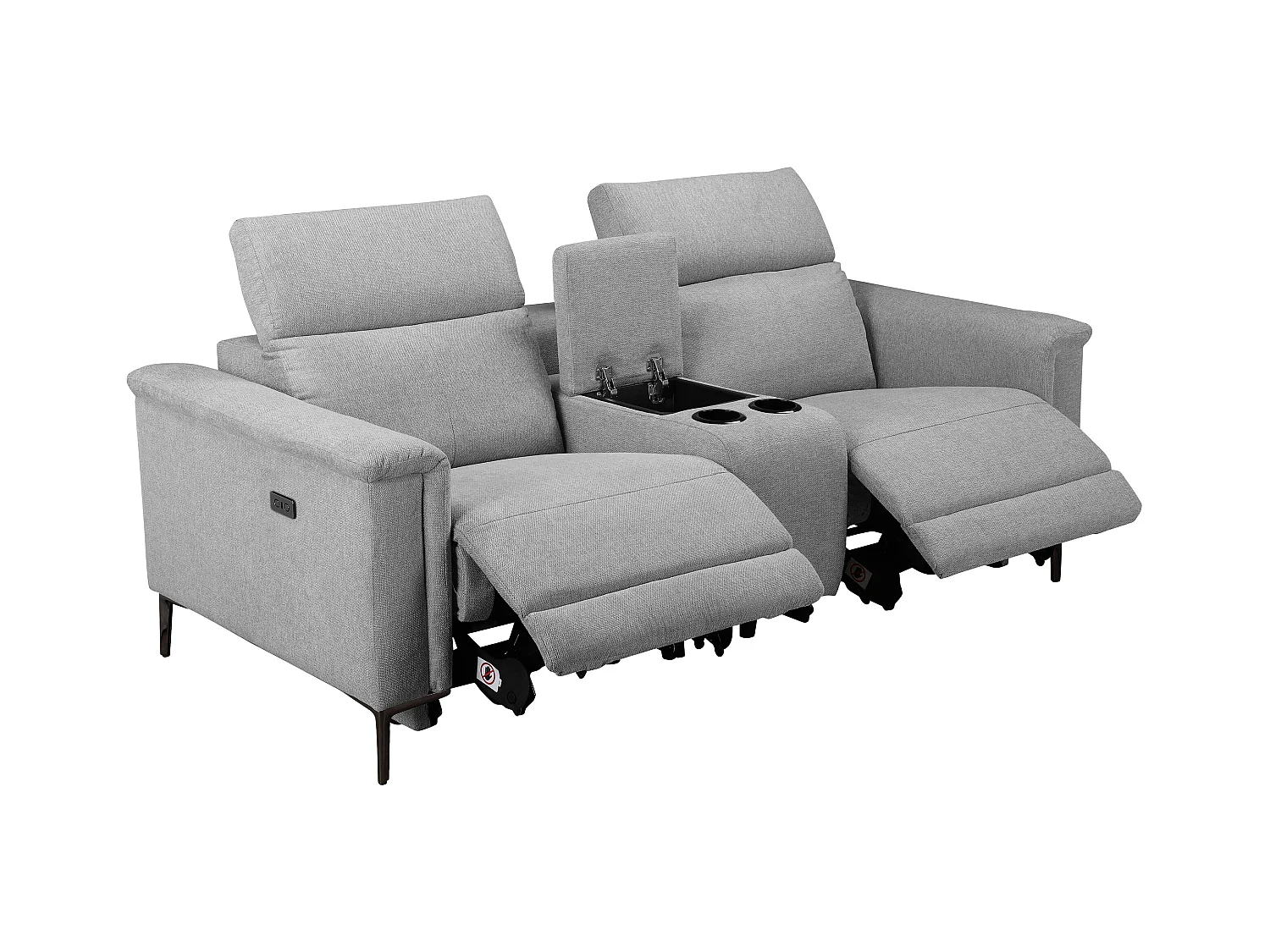 Lund | Dubbele relaxfauteuil met elektrische functie in stof lichtgrijs