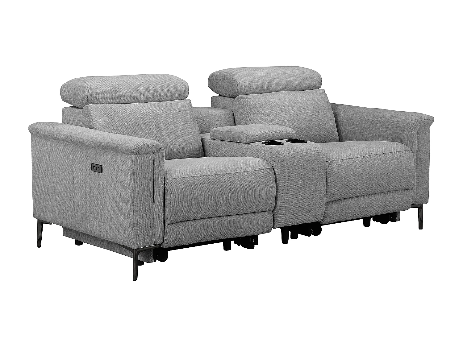 Lund-Tweevoudige relaxfauteuil met elektrische functie in stof lichtgrijs