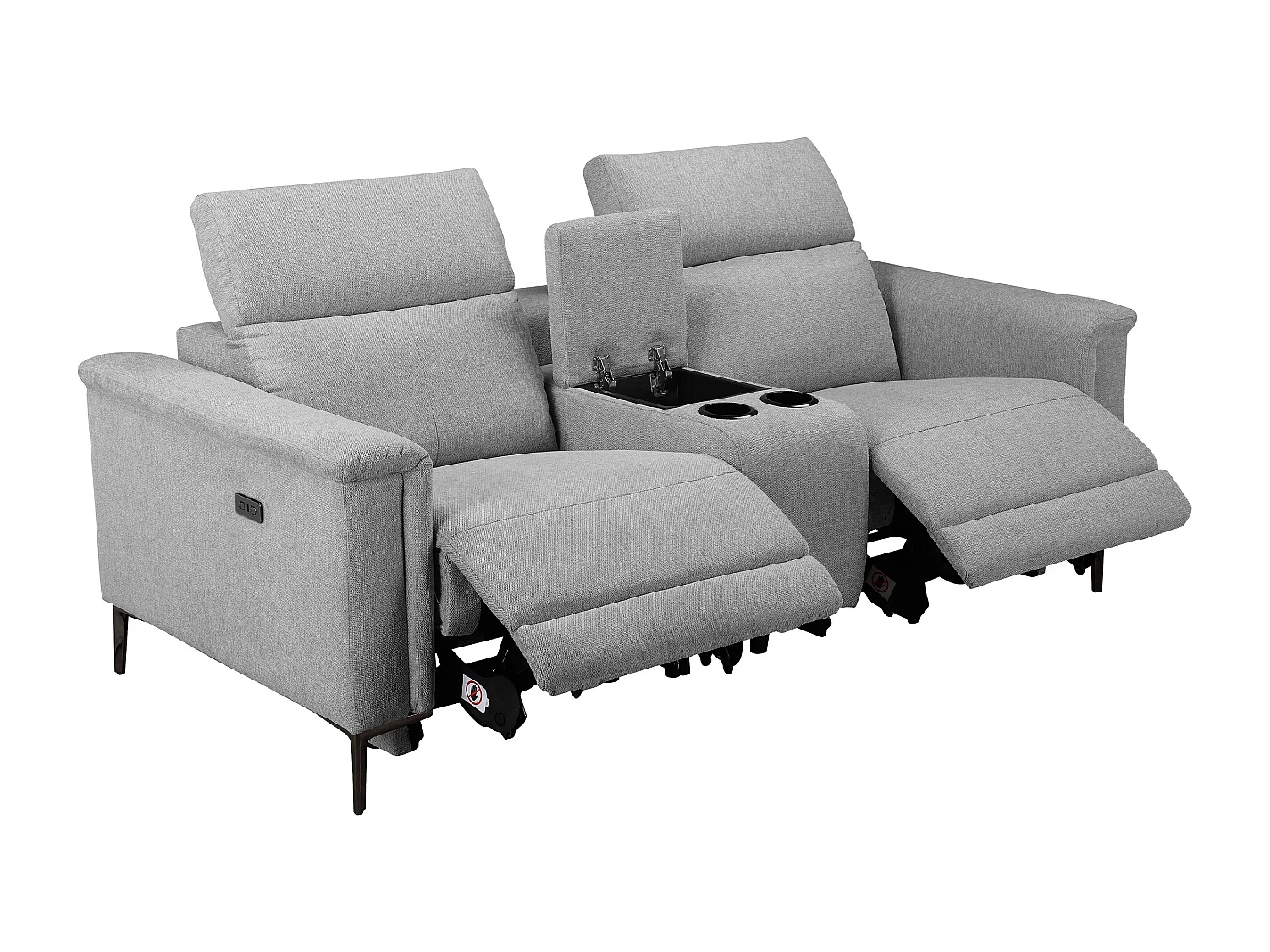 Lund-Tweevoudige relaxfauteuil met elektrische functie in stof lichtgrijs