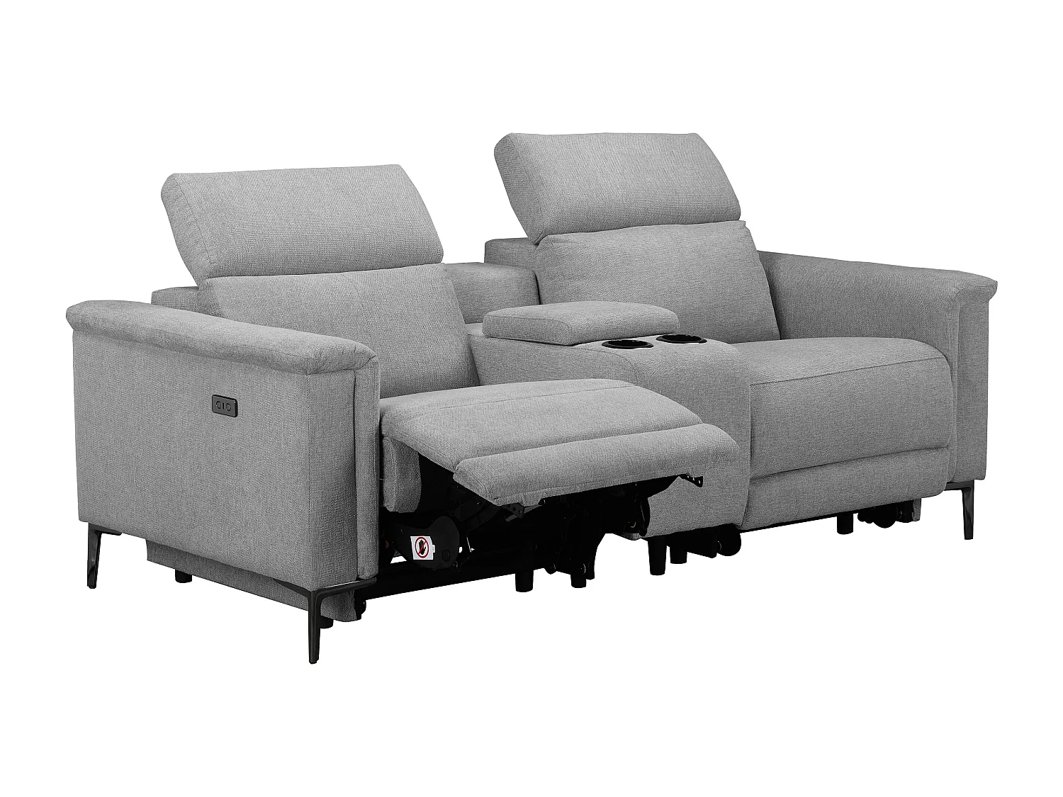 Lund-Tweevoudige relaxfauteuil met elektrische functie in stof lichtgrijs
