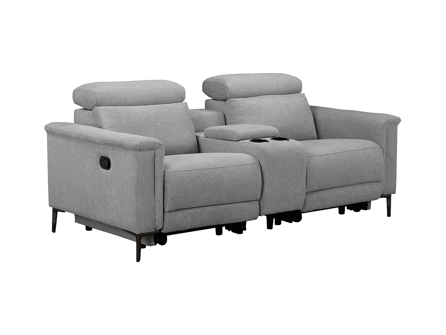 Lund | Dubbele relaxfauteuil met handmatige functie in stof lichtgrijs