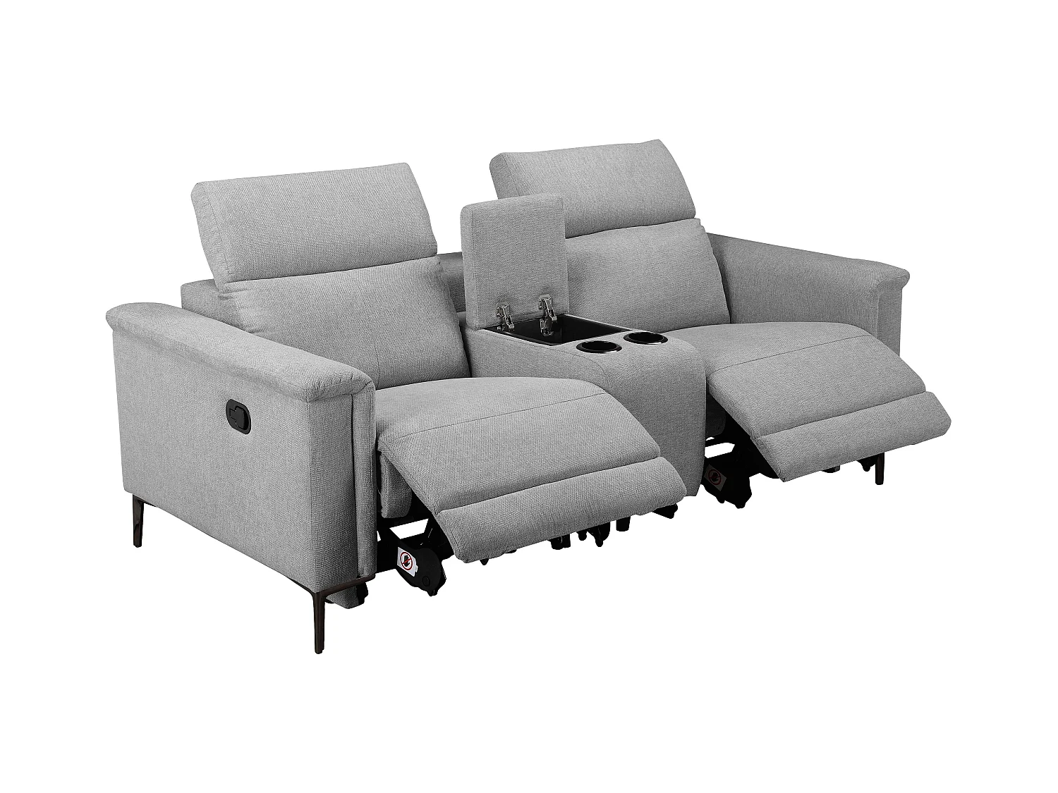 Lund | Dubbele relaxfauteuil met handmatige functie in stof lichtgrijs