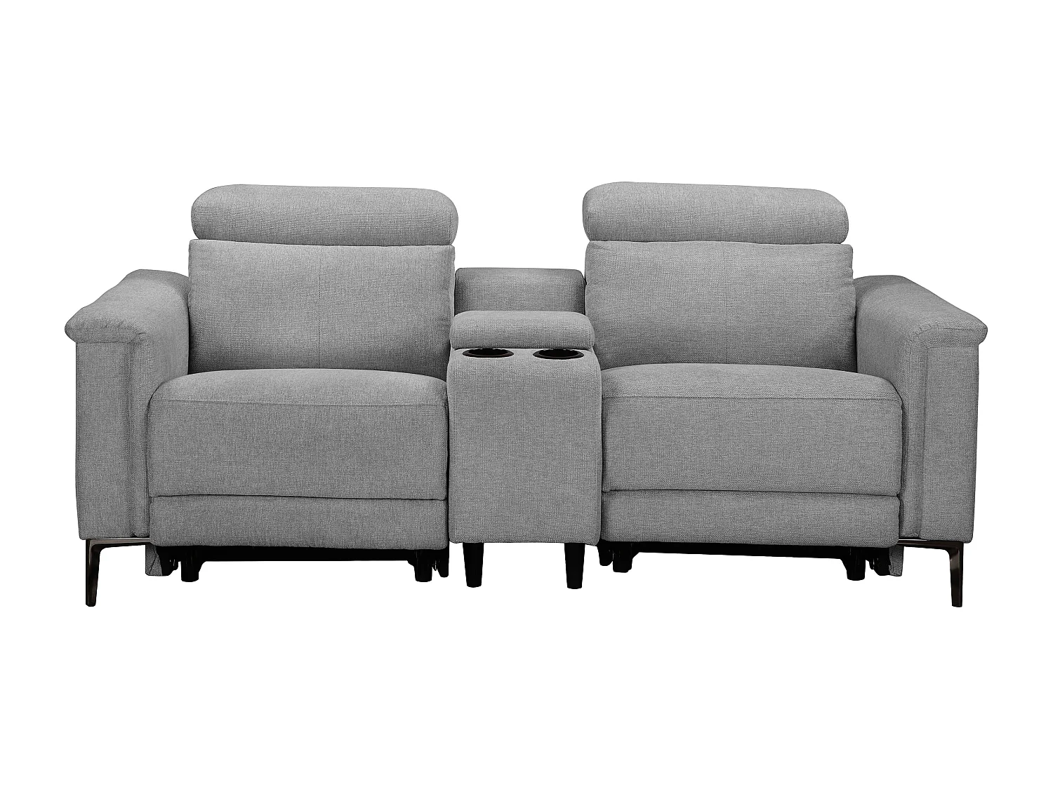 Lund | Dubbele relaxfauteuil met handmatige functie in stof lichtgrijs