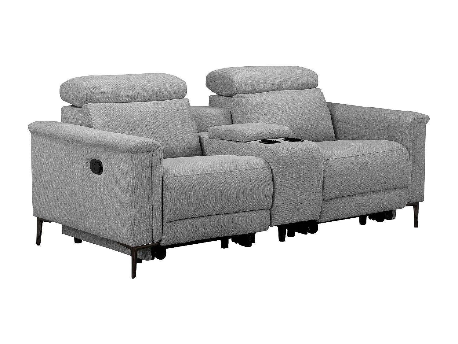 Lund | Fauteuil inclinable double avec fonction manuelle en tissu gris clair
