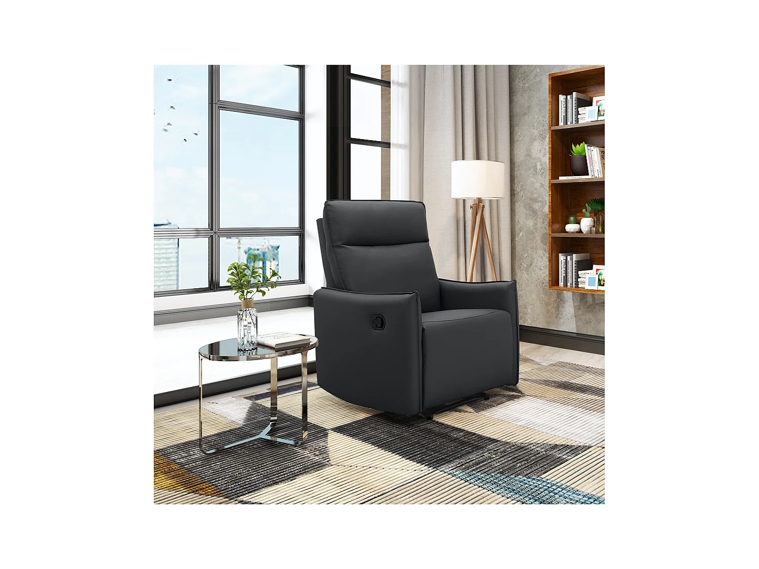 Lugo | Relaxfauteuil met handmatige functie in PU zwart