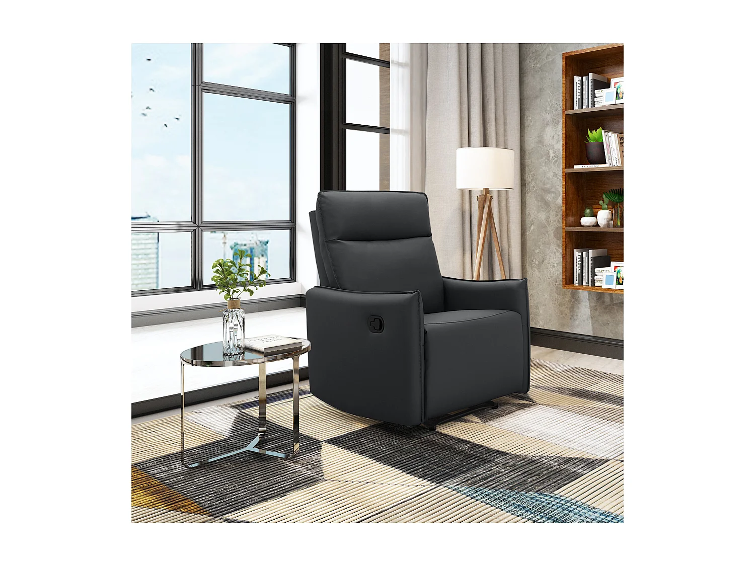 Lugo | Fauteuil inclinable avec fonction manuelle en PU noir