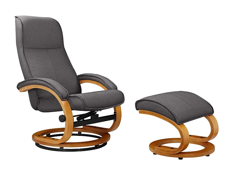 Paris | Relaxfauteuil met kruk in antraciet stof