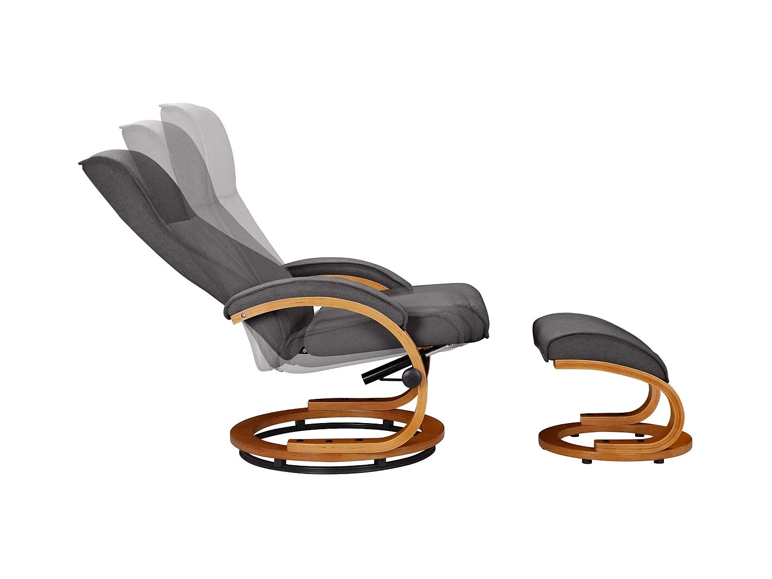 Paris | Relaxfauteuil met kruk in antraciet stof