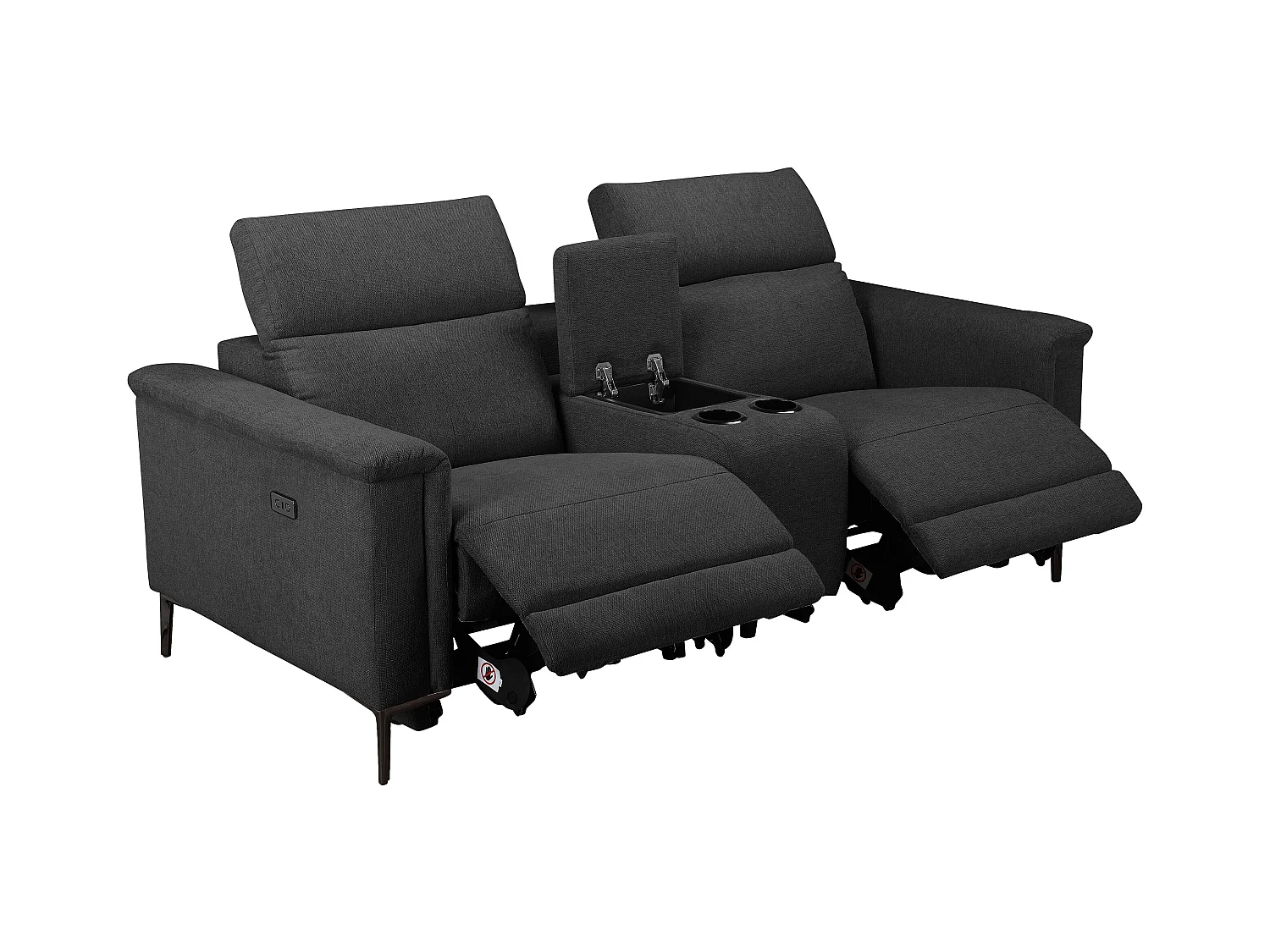 Lund | Dubbele relaxfauteuil met elektrische functie in stof antraciet