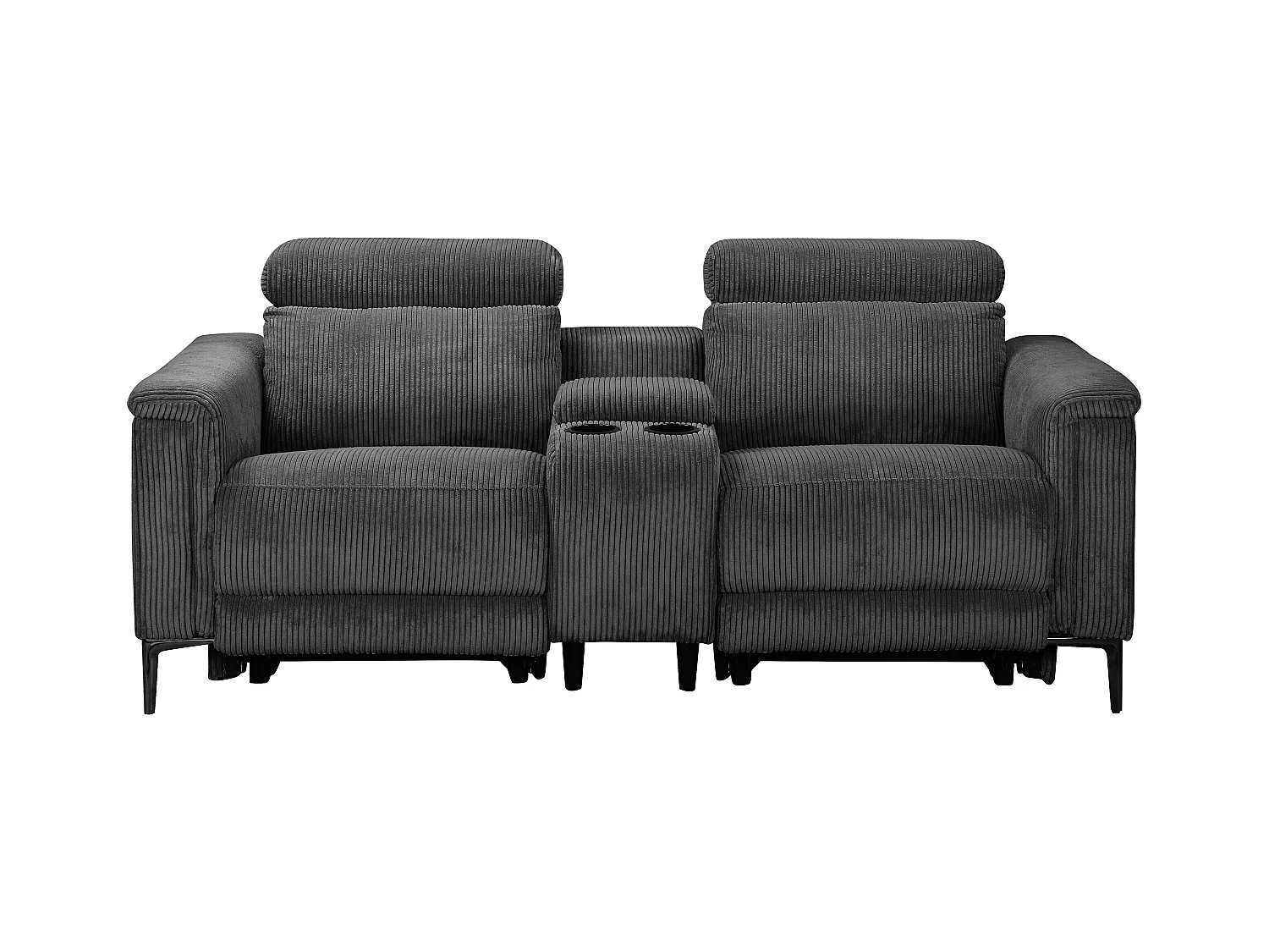 Lund | Dubbele relaxfauteuil met elektrische functie in corduroy antraciet