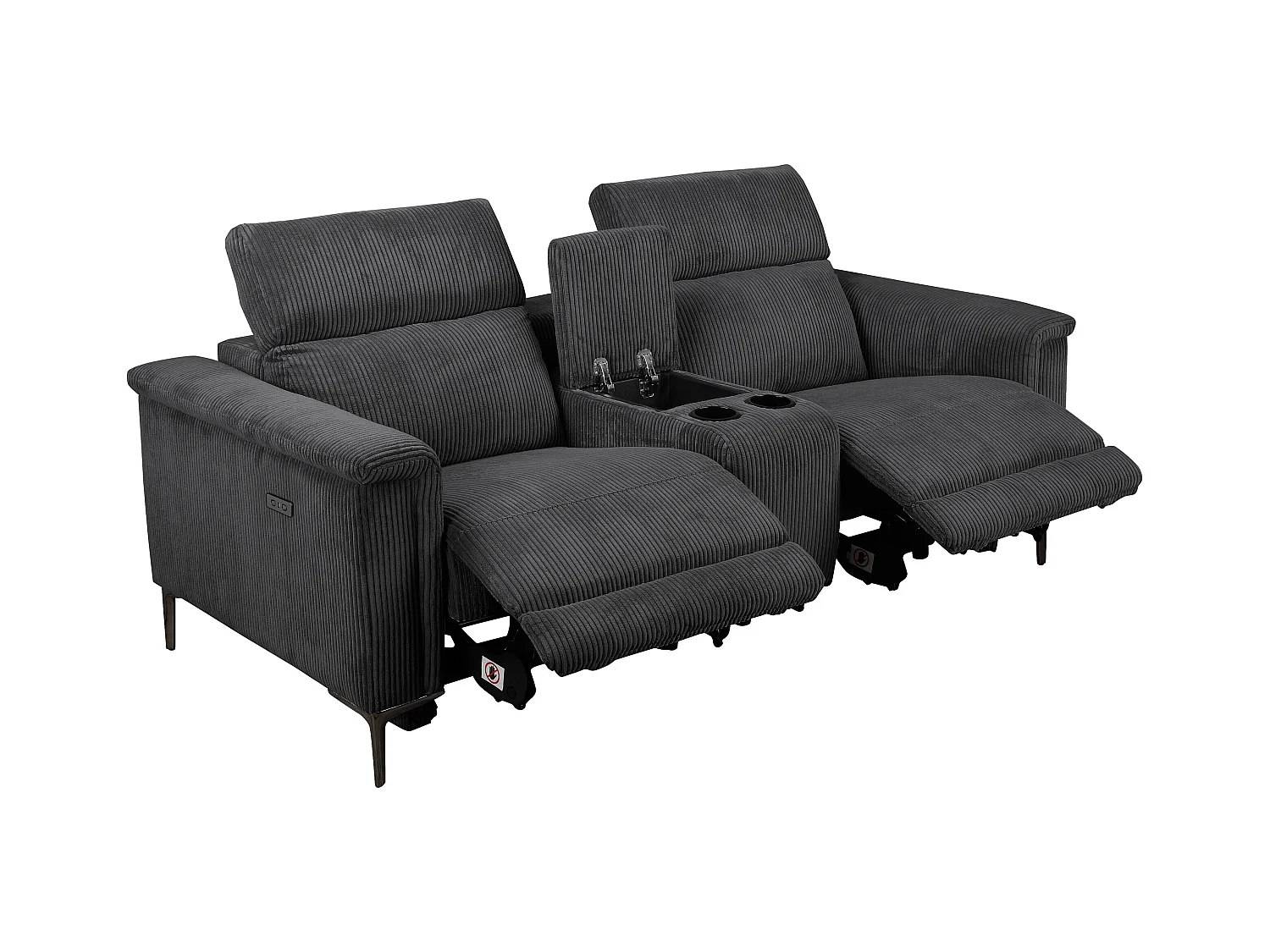 Lund | Dubbele relaxfauteuil met elektrische functie in corduroy antraciet