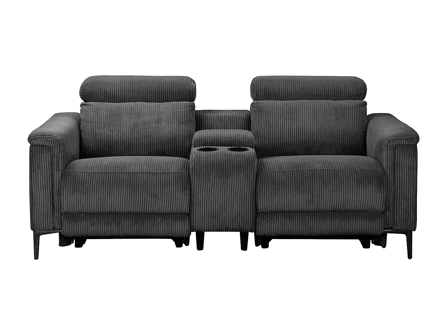 Lund | Dubbele relaxfauteuil met elektrische functie in corduroy antraciet