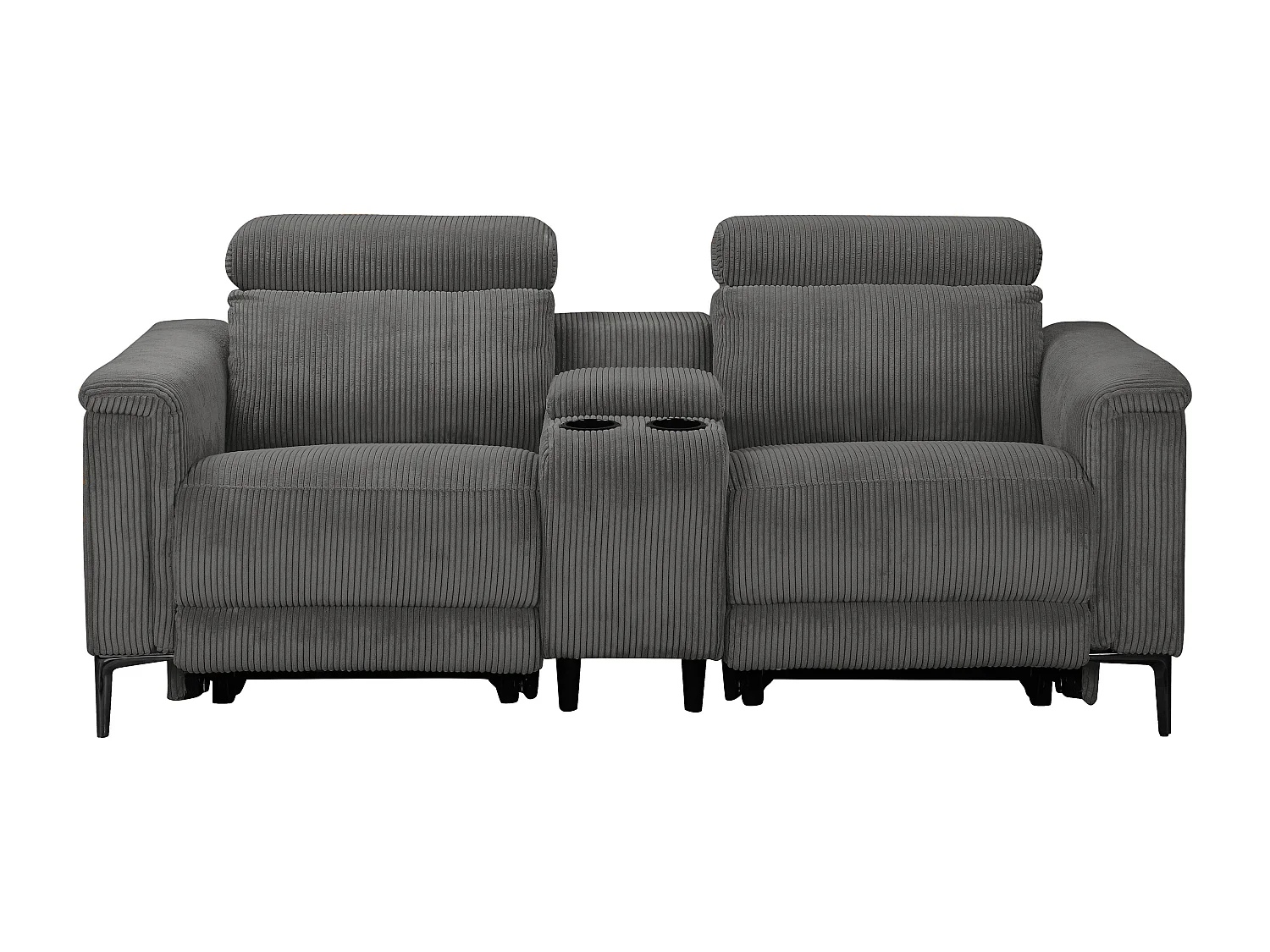 Lund | Fauteuil inclinable double avec fonction électrique en velours côtelé anthracite