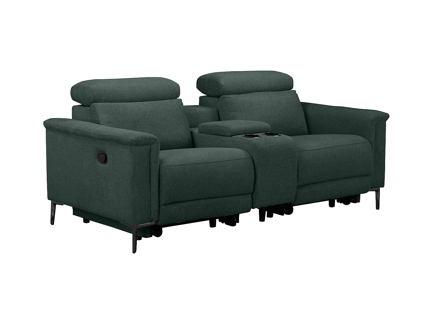 Lund | Poltrona reclinabile doppia con funzione manuale in tessuto verde scuro