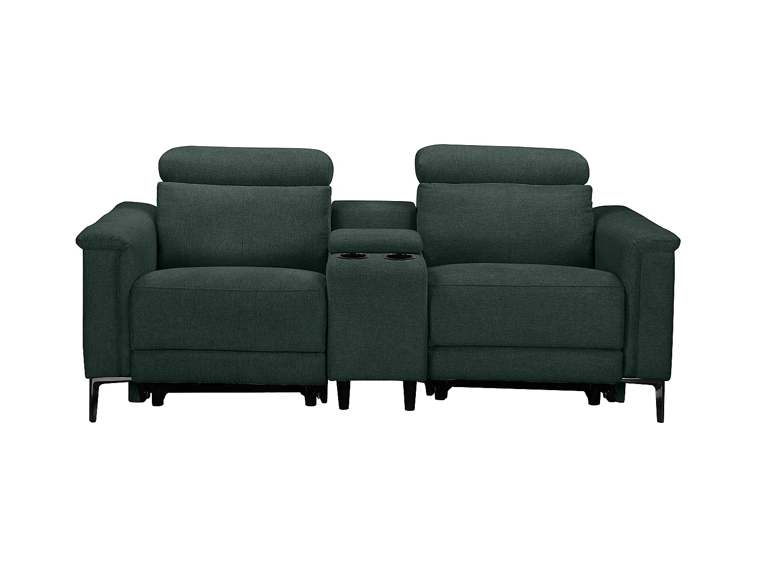 Lund | Poltrona reclinabile doppia con funzione manuale in tessuto verde scuro