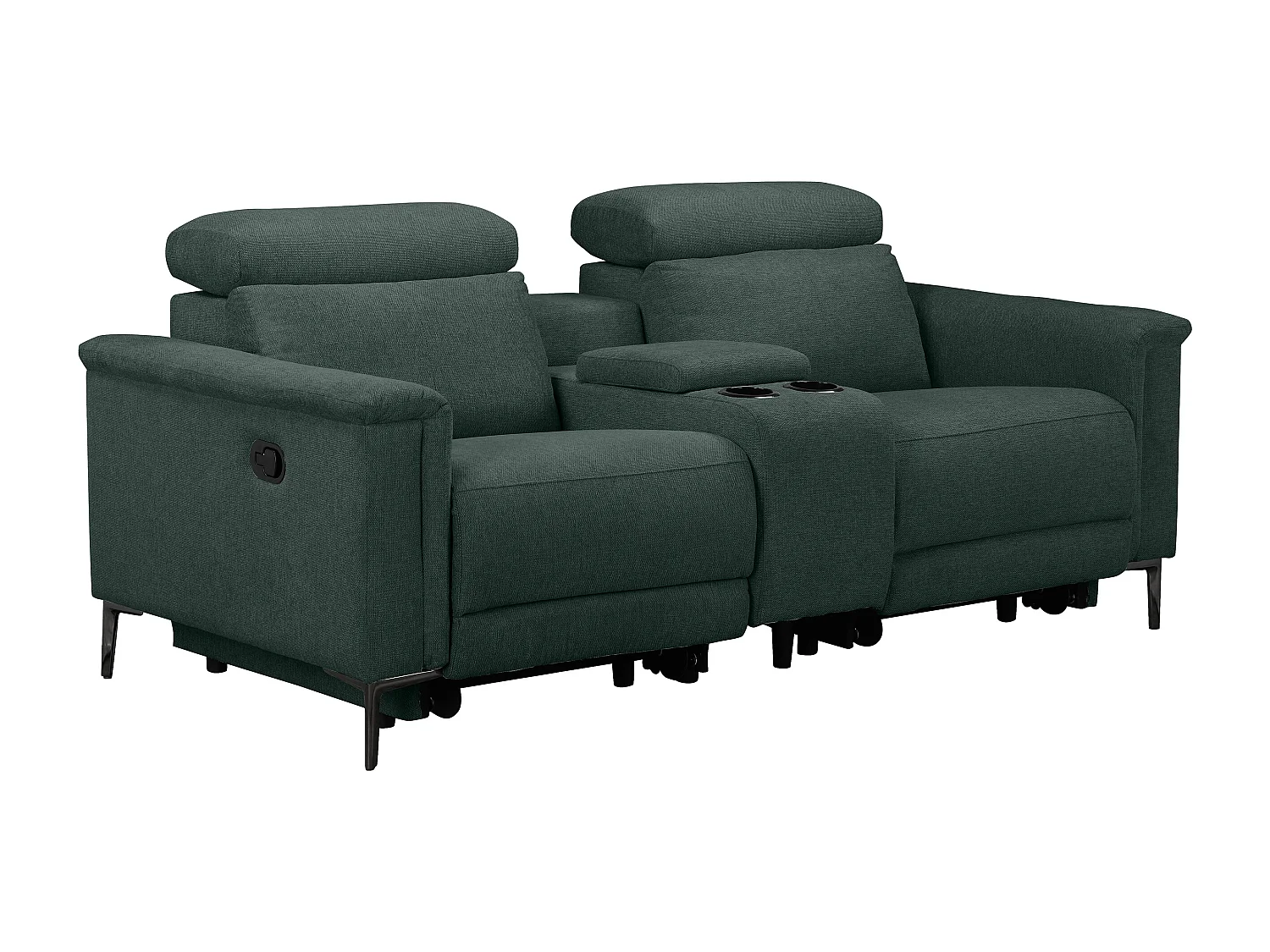 Lund | Fauteuil inclinable double avec fonction manuelle en tissu vert foncé