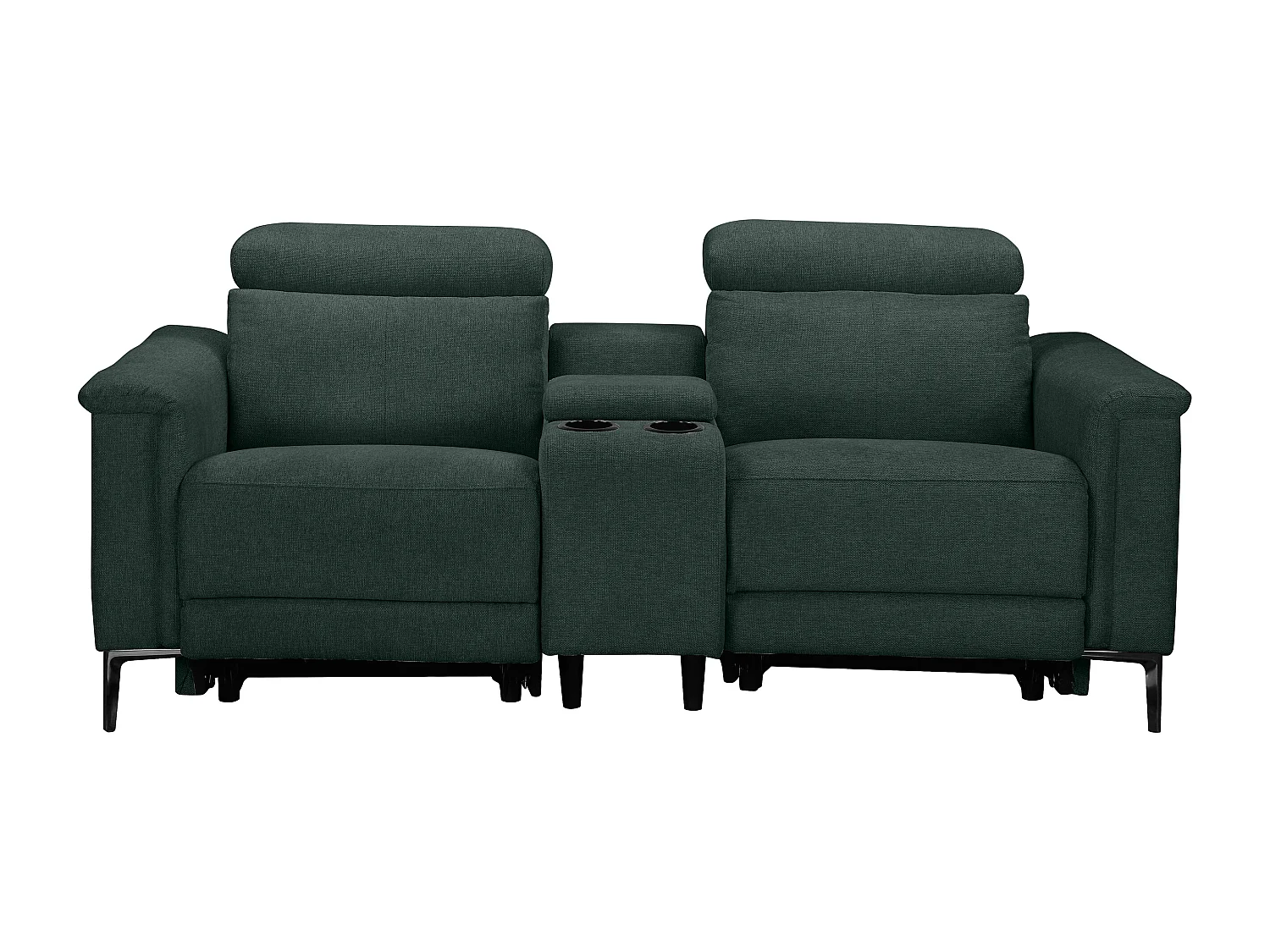 Lund | Fauteuil inclinable double avec fonction manuelle en tissu vert foncé